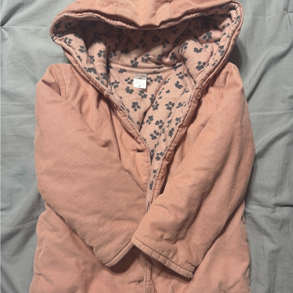 Kids Pink Hooded Puffer Jacket